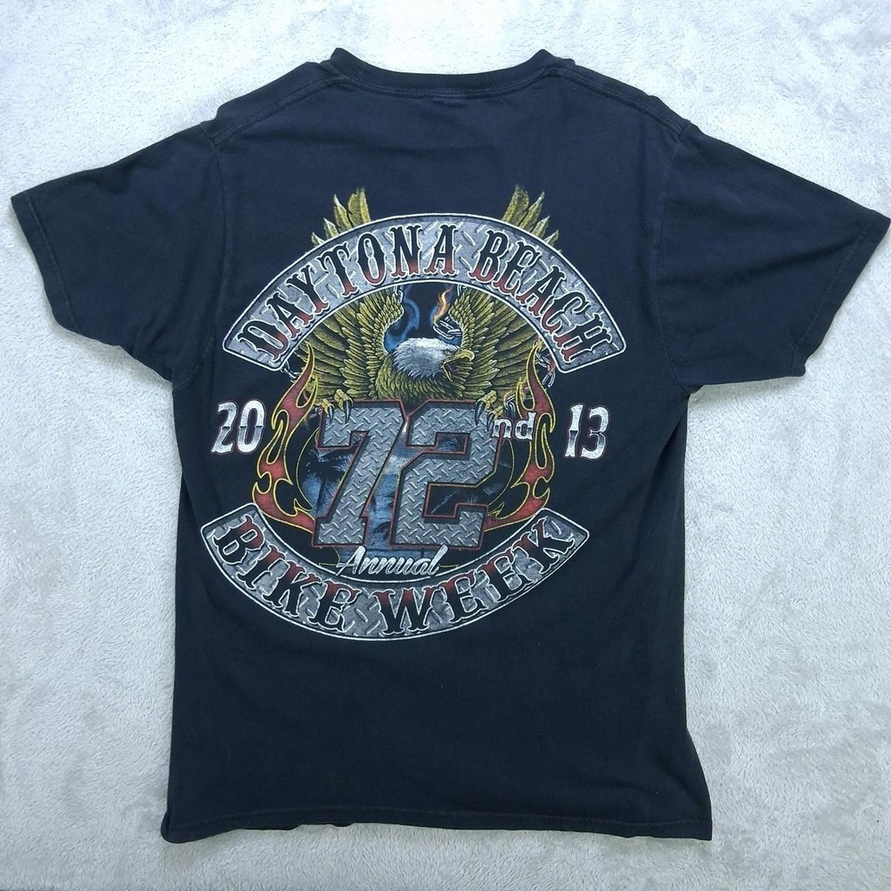 Mens Daytona Beach Bike Week 2013 Graphic T Shirt Black Eagle Biker Tee 72nd